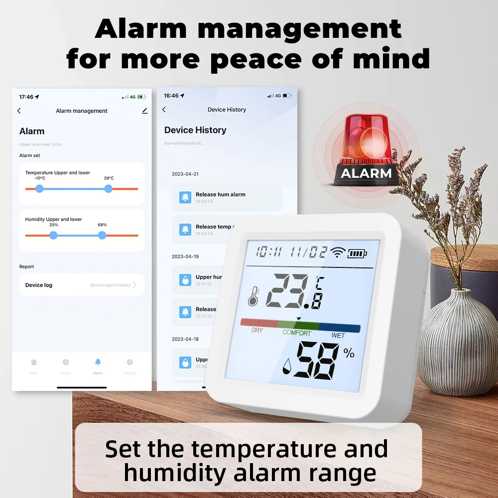 Tuya Smart Temperatur-Feuchtigkeitssensor WiFi/Zigbee mit Hintergrundbeleuchtung Innenhygrometer Thermometer Sprachsteuerung über Alexa Google – Detail 11