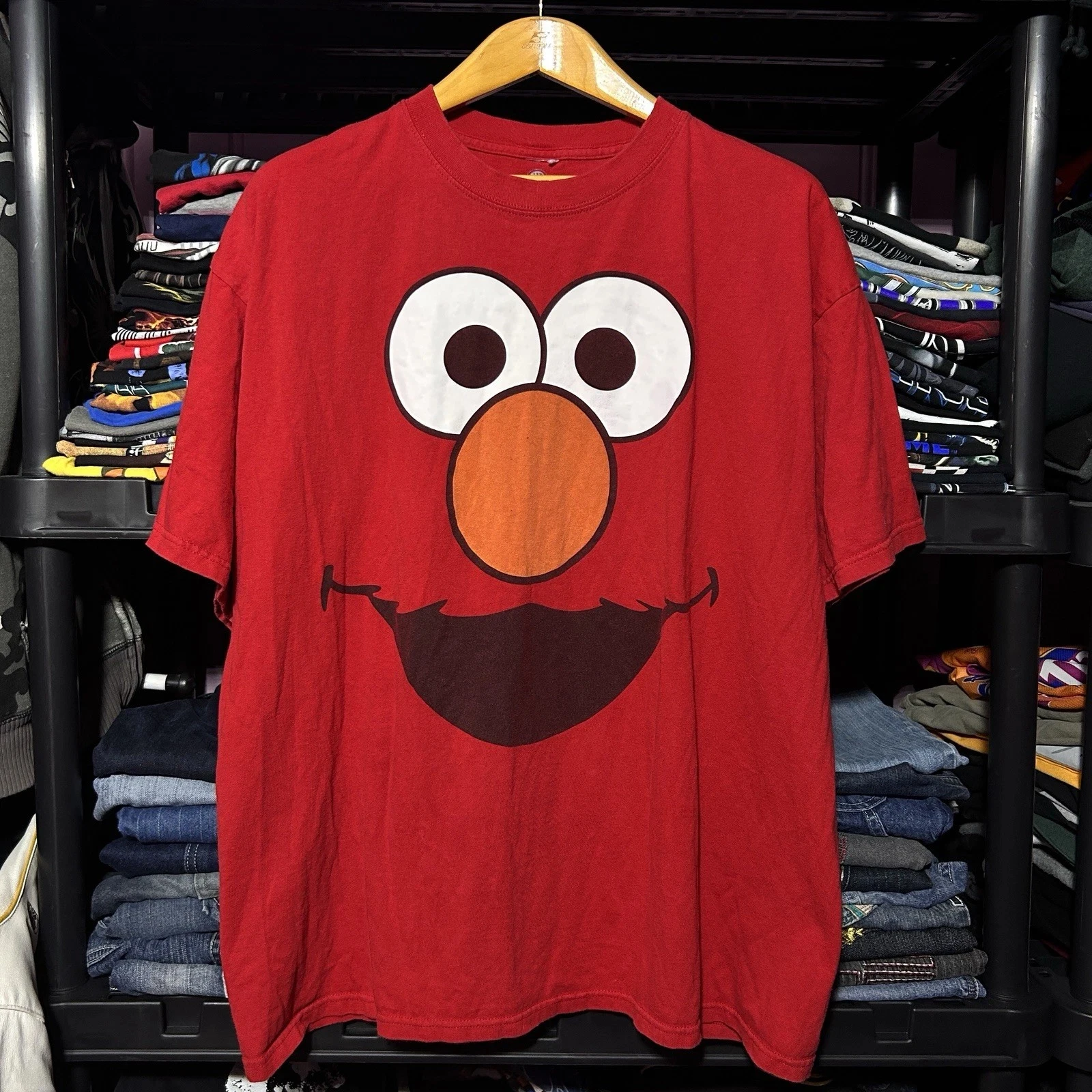 Summer Women's Sesame Street Big Face Elmo Tshirt Cotton Streetwear Oversized Loose Casual Short Sleeve Suitable for All Seasons