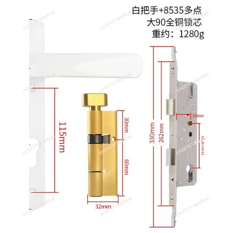 

Widen Lock Handle Multi Function Stainless Steel Anti-theft Entrance Gate Lock Plate Anti-explosion Security Mirrow Shinny