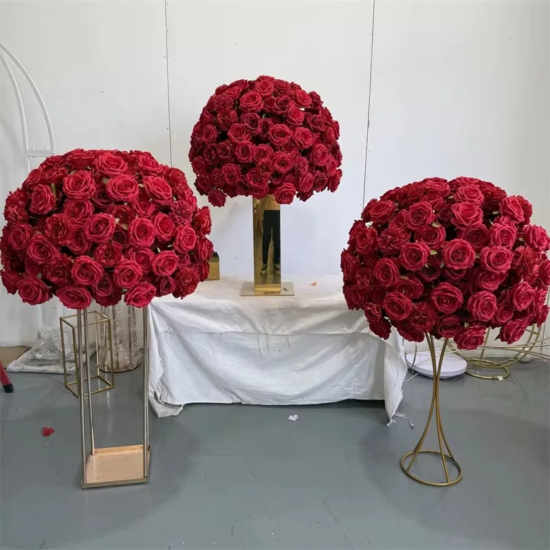 

Hot Sale 70cm Red Rose Flower Ball Arrangement for Wedding Centerpieces Decor