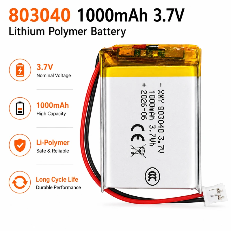 803040   1000 mAh 3,7 V Lithium-Polymer-Akku für MP3/4/5 DVD GPS VR DVR Player Navigator Lautsprecher Power Bank Elektro-Li-Ionen-Werkzeug