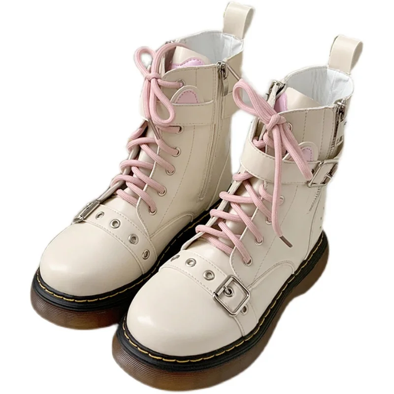 Sweet Loli Boots Japanese Harajuku Boots Women Autumn And Winter Fashion Goth White Short Boots Jk Uniform Lolita Boots