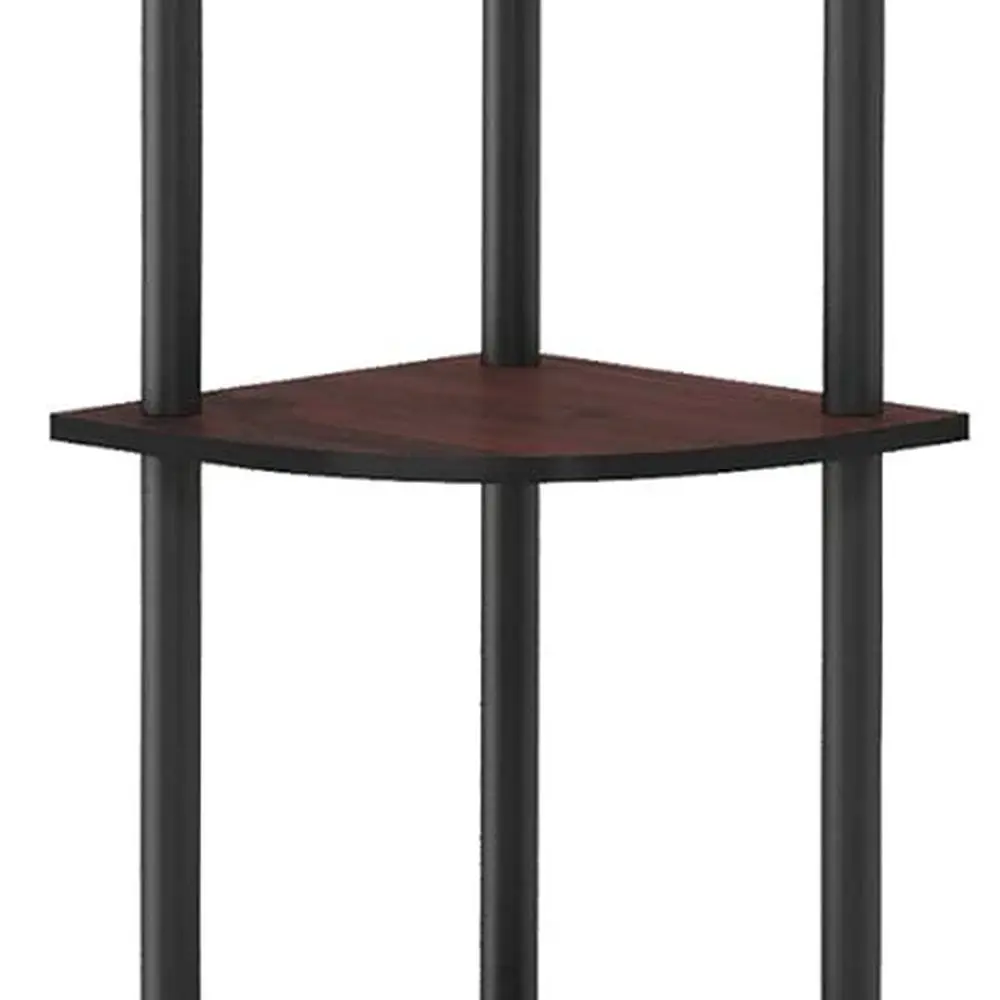 5-Tier Dark Cherry Corner Bookshelf - Open Storage for Home, Office, and Garage Organization