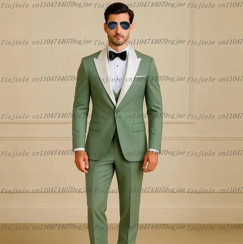 

Новый белый воротник мятно-зеленый мужской костюм формальная свадебная вечеринка жених деловые мужские смокинги индивидуальный комплект из трех предметов куртка жилет брюки