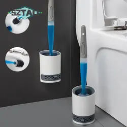 SZTAO-cepillo de silicona para inodoro, Herramientas de limpieza montadas en la pared, recarga de líquido sin esquinas muertas, juego de accesorios de baño para el hogar