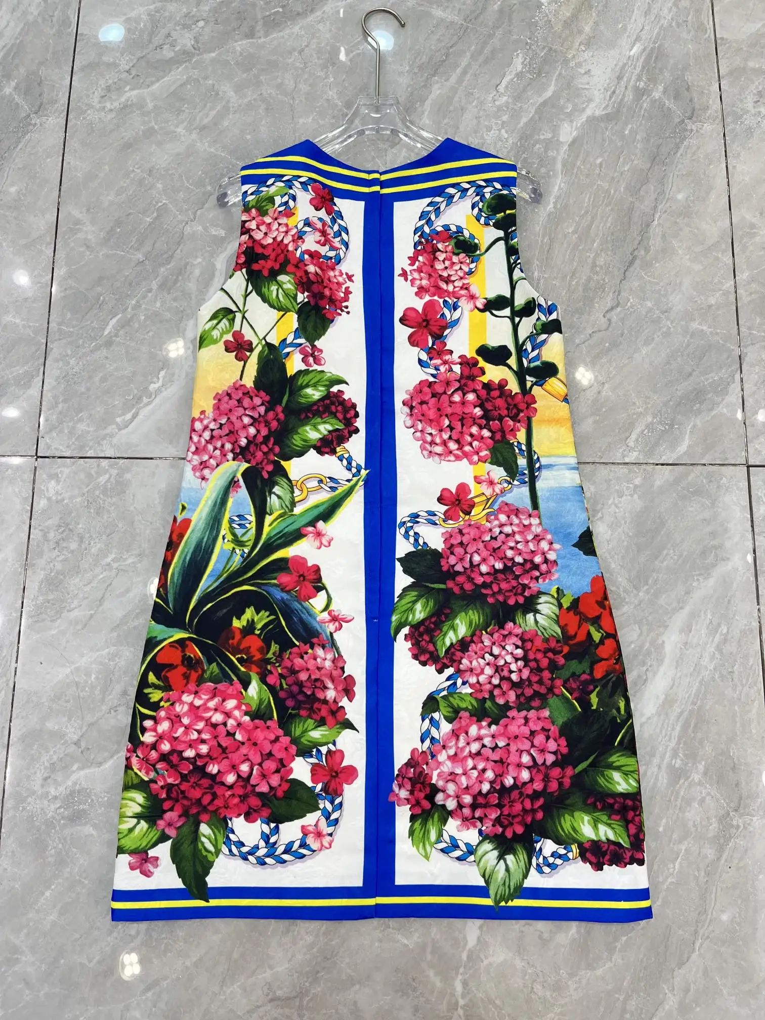 SEQINYY Mini Vest Dress Summer Spring New Fashion Design Women Runway O-Neck Vintage Flower Print Jacquard Holiday High Street