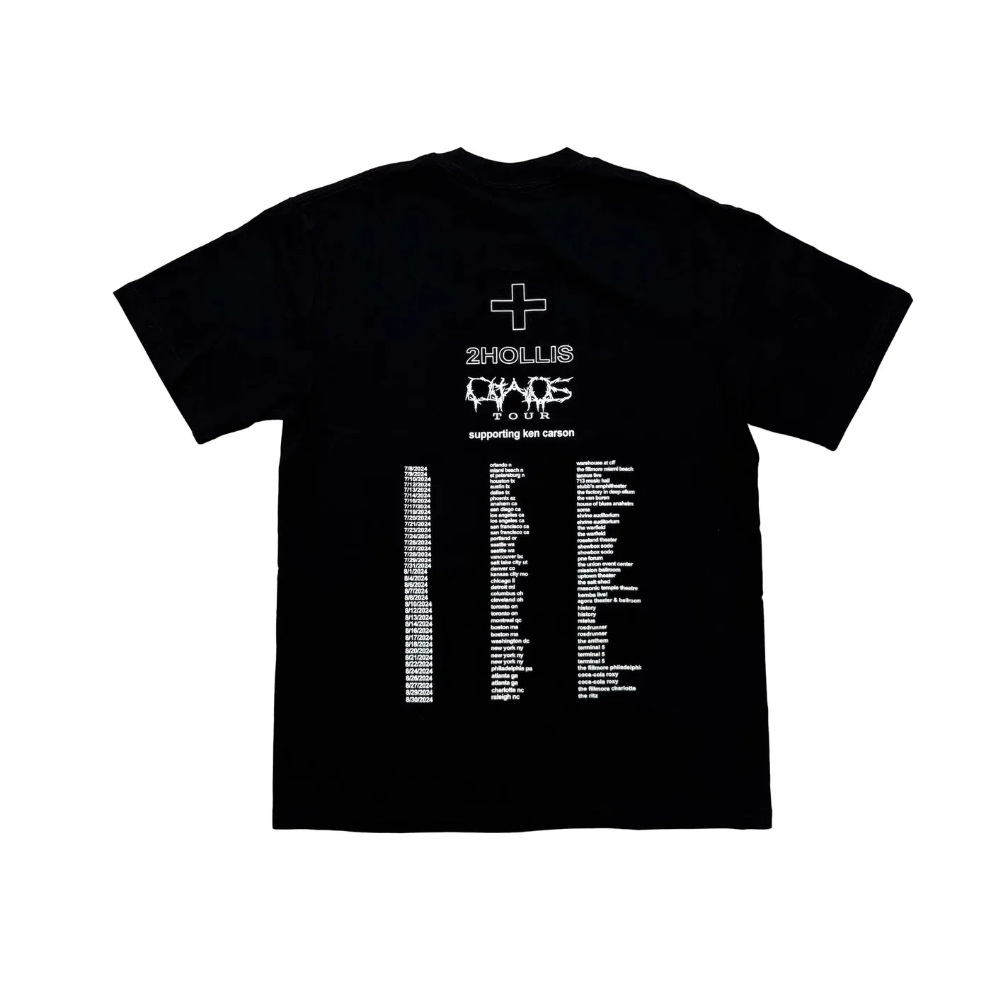 New Men KEN CARSON 2hollis a great chaos Tour Merch T Shirts T-Shirt Hip Hop Skateboard Street Cotton T-Shirts Tee Top US size