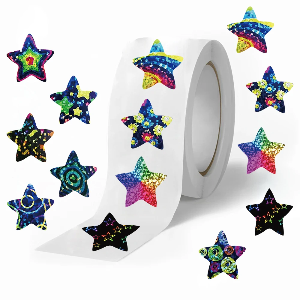 500 Stück/Rolle Glitzer-Stern-Aufkleber, Schullehrer, Belohnungsaufkleber, Siegelaufkleber für Party-Dekoration, Etikett, Scrapbooking