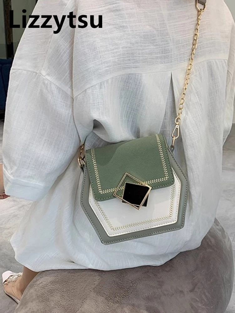 

Lizzytsu винтажная повседневная сумка через плечо с цепочкой из искусственной кожи женская корейская уличная сумка Easymatch повседневная мини-сумка с защелкой