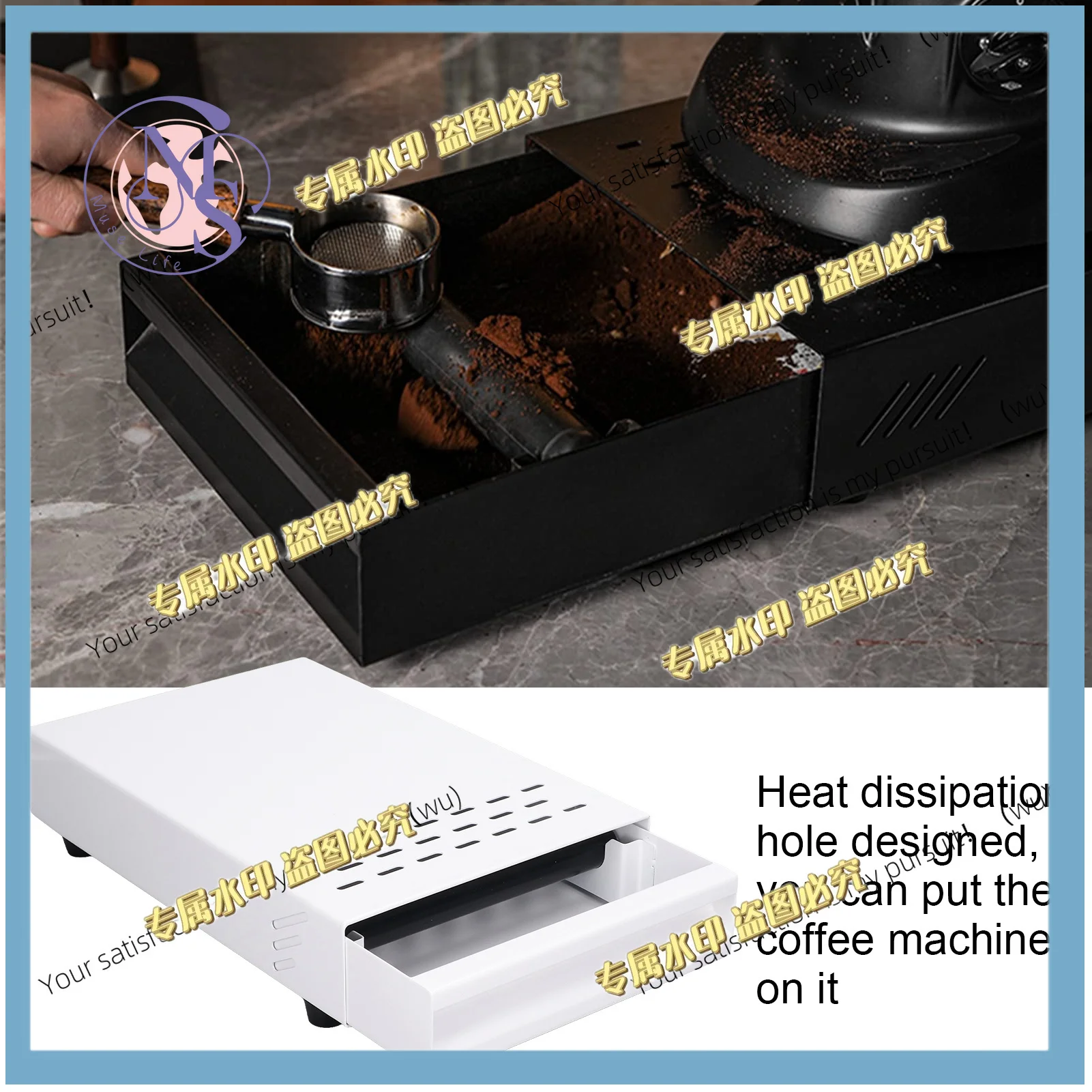 Coffee grounds cartridge, non-slip, heavy duty, stainless steel