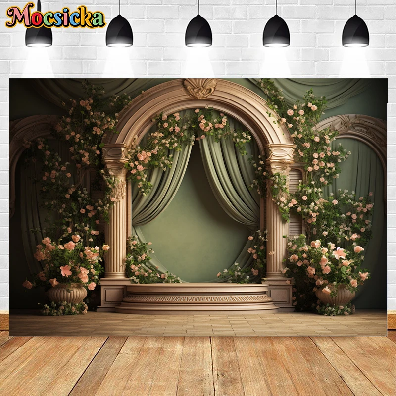 Mocsicka-Vintage Palace Arch Backdrop, Fotografia, Arte Maternidade, Retrato, Decoração do casamento, Studio Photo Background, Banner, Adulto