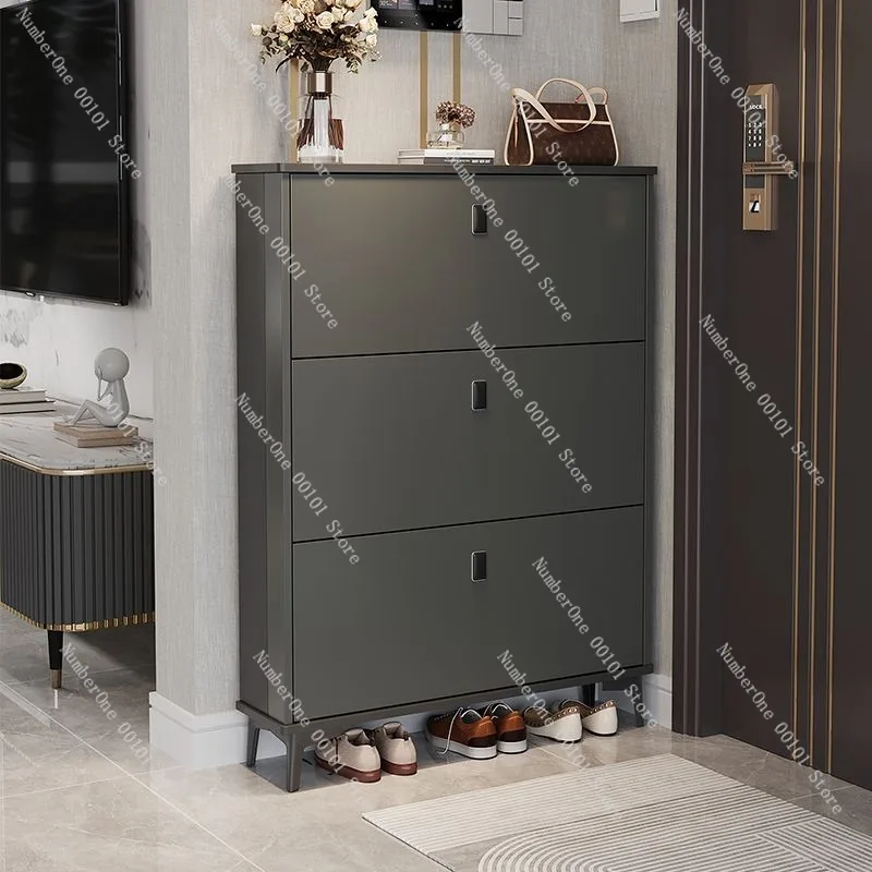 Italian Ultra-Thin Front Door Shoe Cabinet,Household Large-Capacity Entry Storage,Space-Saving Narrow Vanity Organizer for Home
