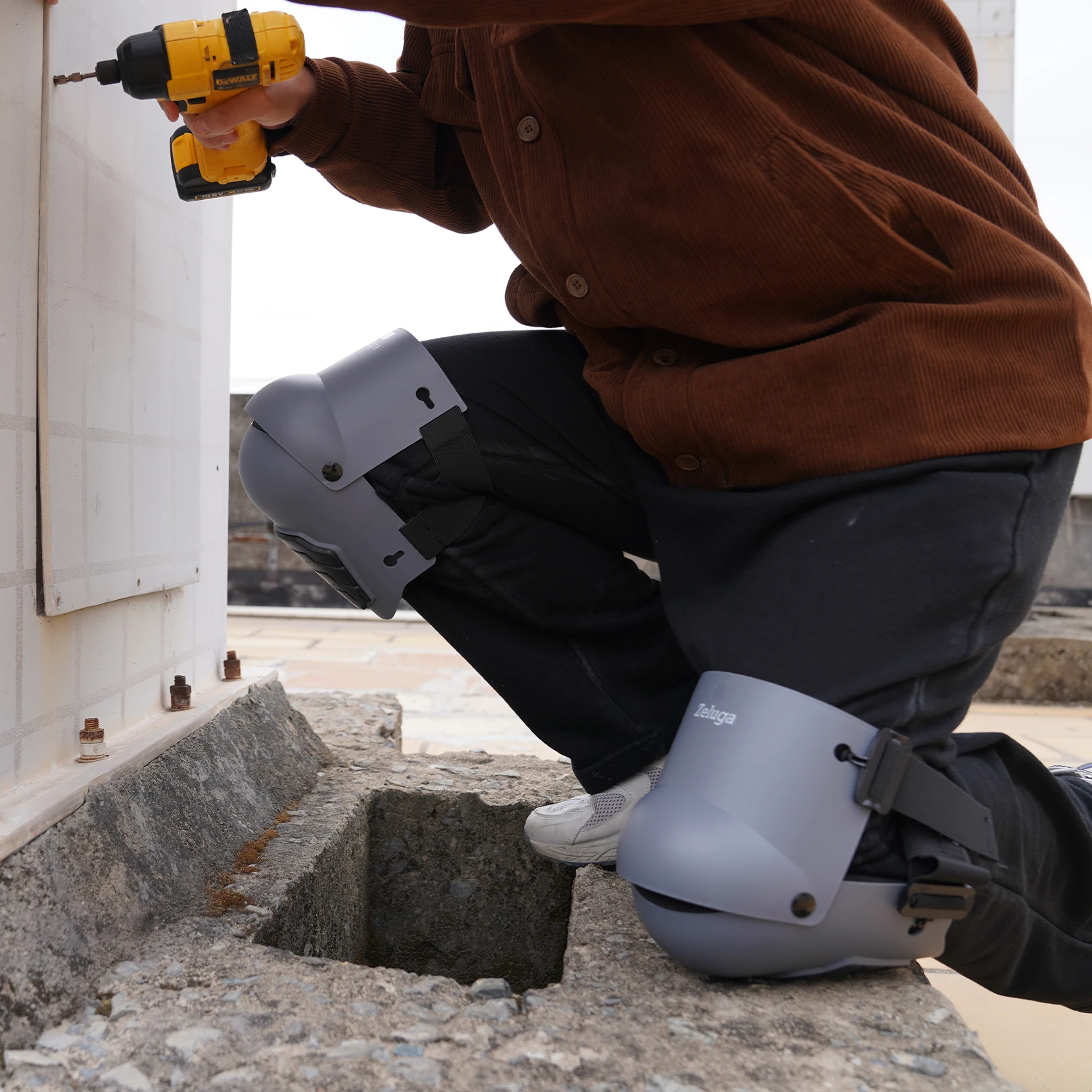 Joelheiras Pro Black para Trabalho, gel extra para ladrilhos de construção, proteção para pavimentos de jardinagem, mulheres e homens, pretas