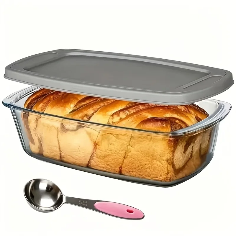 

Stackable Glass Loaf Pan – 1.9-Quart Borosilicate Baking Tray for Oven, Microwave & Dishwasher Use | Airtight Storage Design