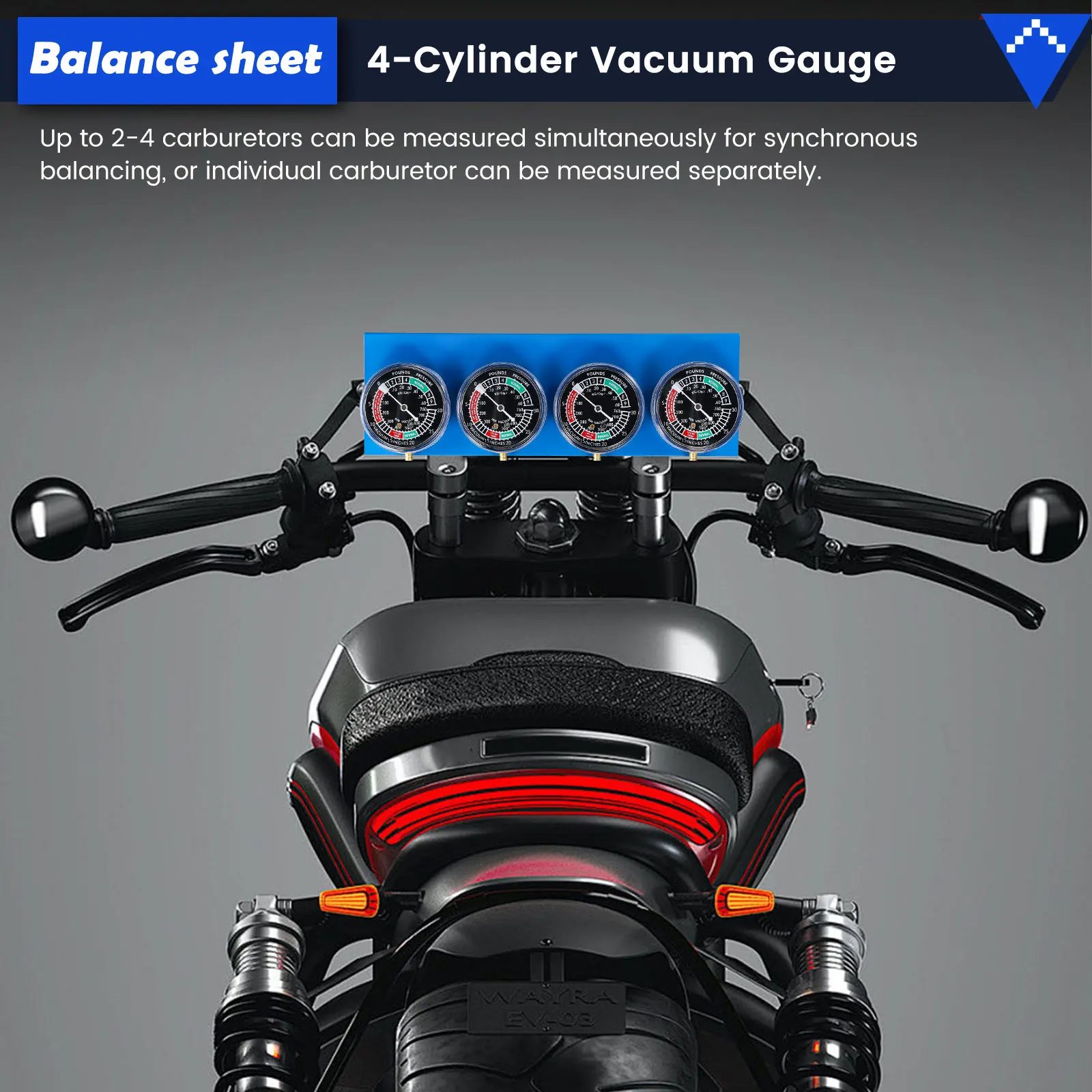 Kit d'outils de synchronisation de carburateur Podofo pour moto à 2/4 cylindres, jeu de jauges de test d'équilibrage, ensemble d'outils de diagnostic pour moto