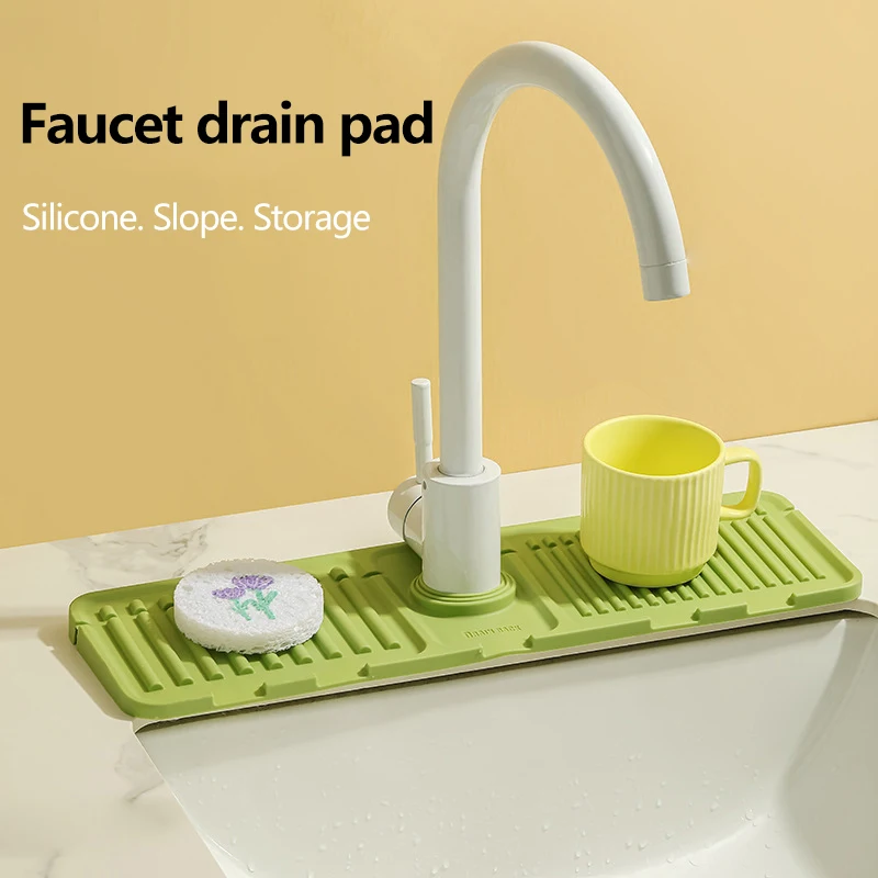 Silicone Sink Faucet Mat Splash Guard Protectors Silicone Dish Drying Mat Faucet Splash Guard Sponge Holder For Kitchen Gadget