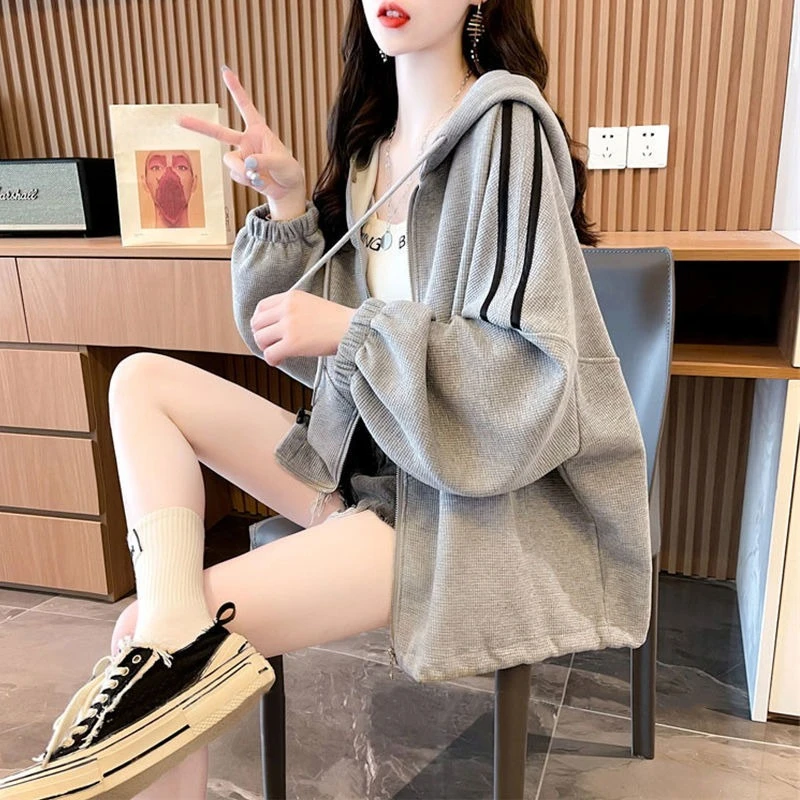 Sweat-shirt à capuche pour femmes, Style paresseux, fermeture éclair complète, bon marché, vêtements d'extérieur décontractés, années 2000 et 90, Vintage Emo Kpop Y2k, haut à capuche