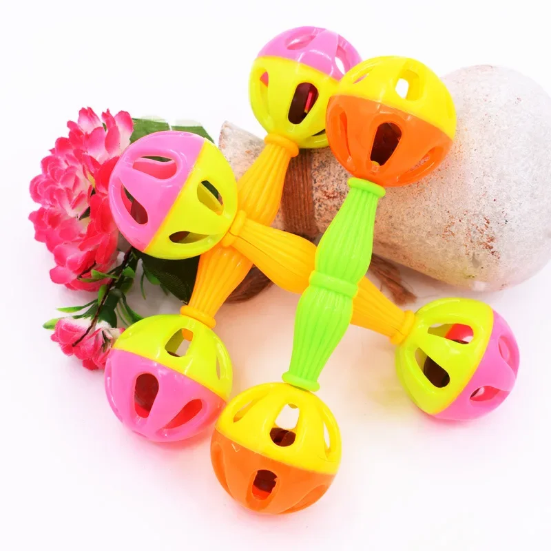 Baby Hand Cranked Bell, Double Headed Small Bell Cartoon Cute Baby Toy Baby Rattles