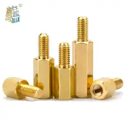 Espaciador de espaciado de latón hexagonal M2, M2.5, M3, M4, M5, Pilar roscado, PCB, ordenador, placa base, 10 unidades por lote