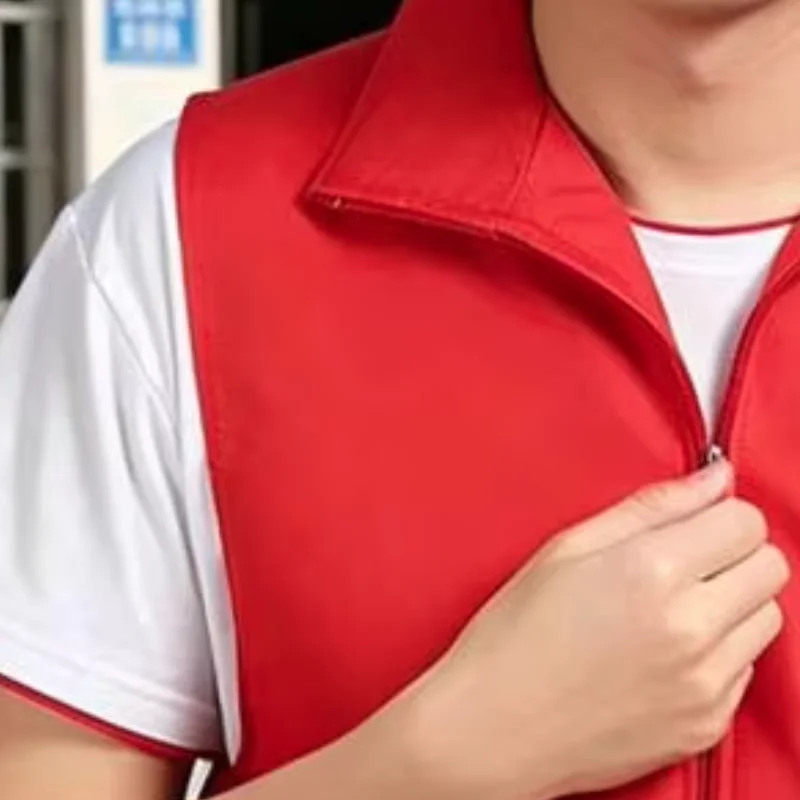 

High-visibility Vest Work Waistcoat Sleeveless Zipper Closure Wear-Resistant Vest Large Pockets Reflective Strips Safety Vest