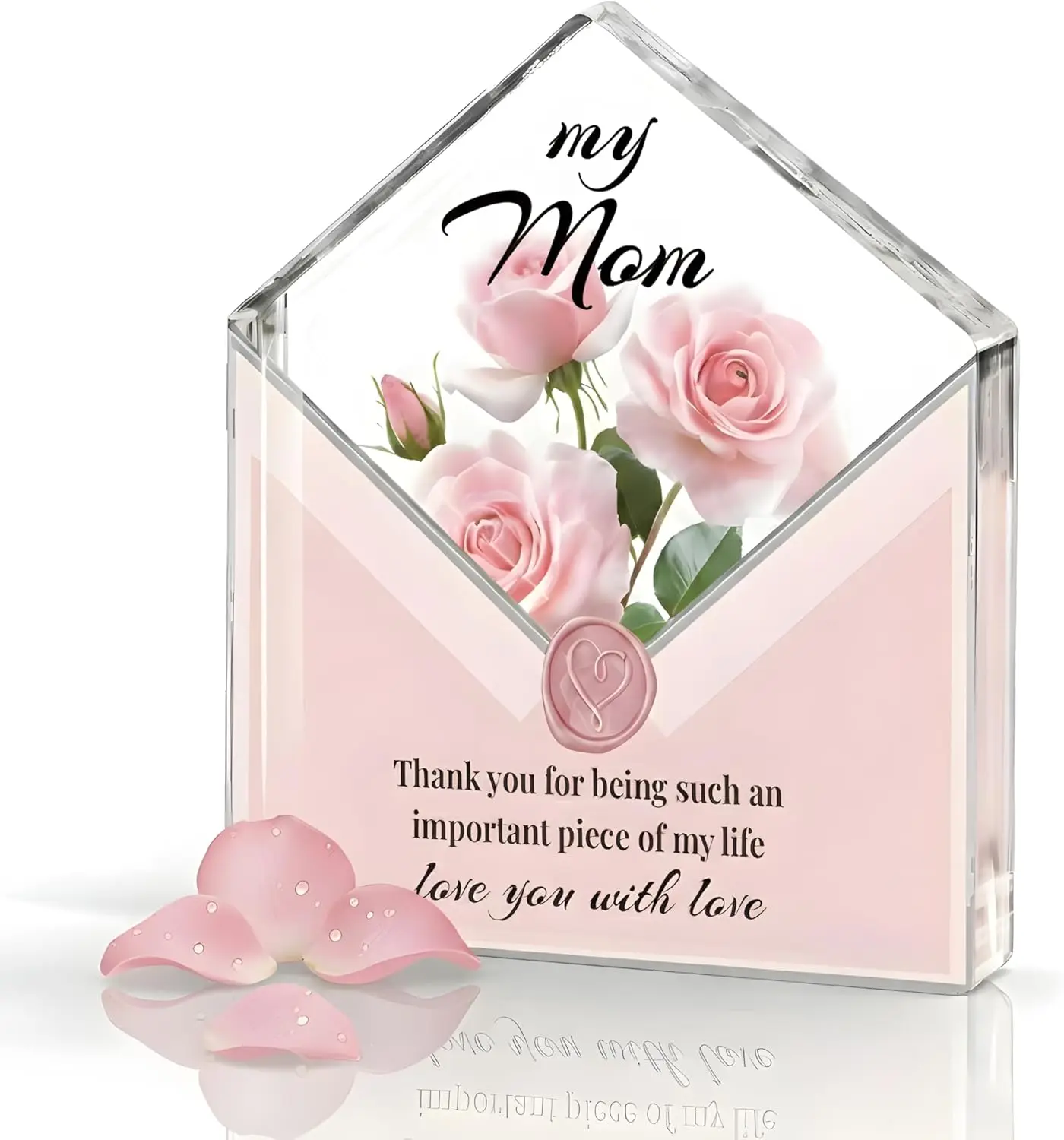 Neue Mama-Geschenke von Tochter und Sohn, niedliche Schreibtischdekoration für Geburtstag, Weihnachten, Muttertag, 3,5 x 4 Zoll Acryl