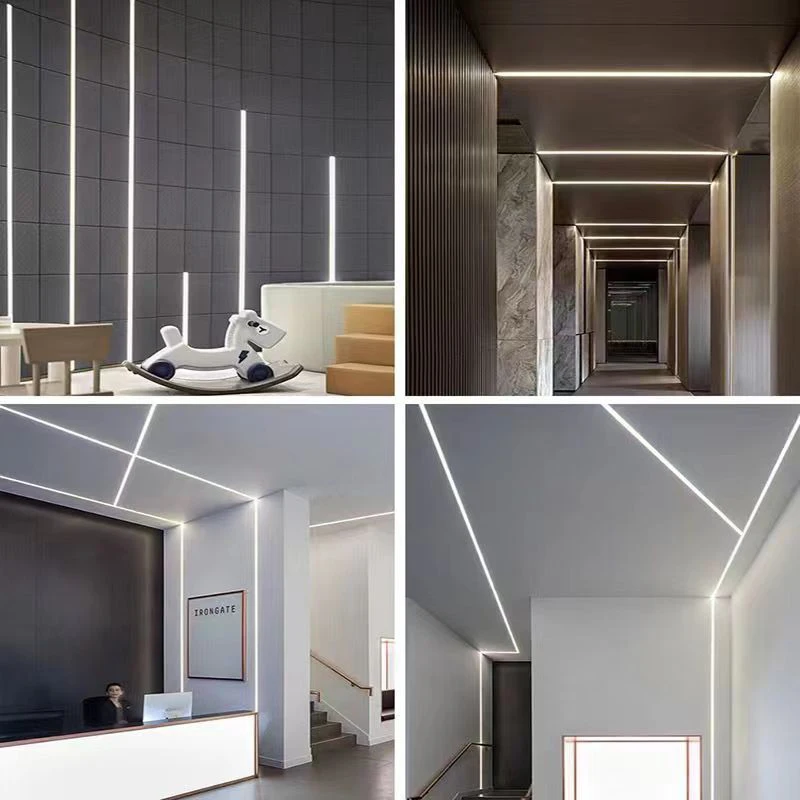 Embedded Trimless LED Aluminum Profile Hidden Drywall Plaster Board Backlight Ceiling Linear Hard Bar Strip Lighting