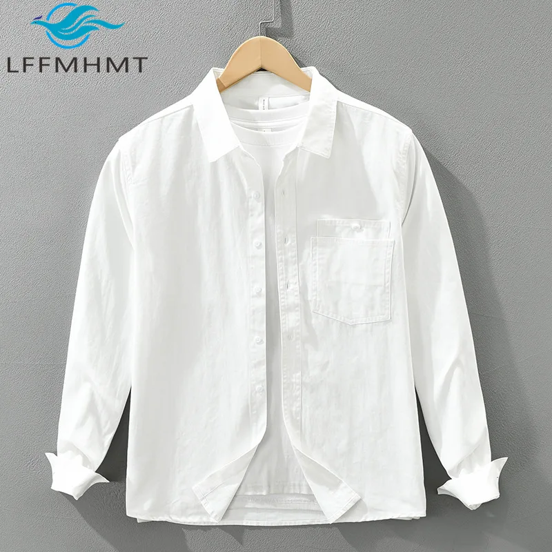 

7832 Japanese Style Long Sleeve Men's Classic Basic Casual Shirt for Autumn Winter Fashionable Versatile Loose Tops