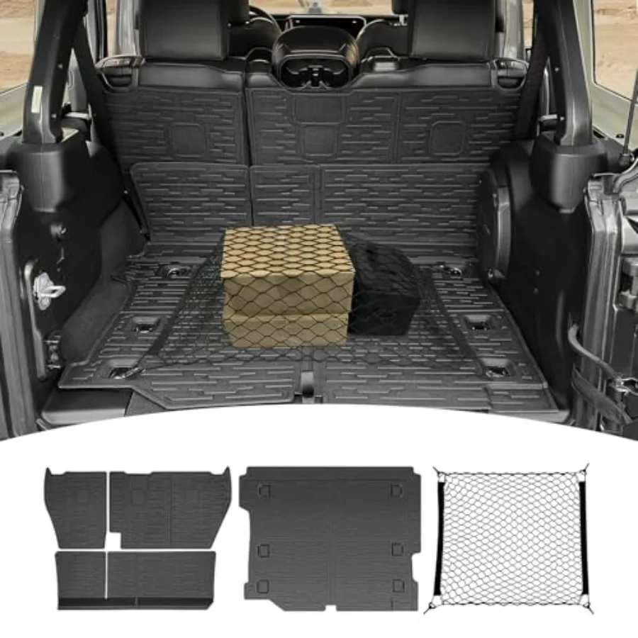 

Коврики в багажник с сеткой для Jeep Wrangler JL Unlimited 2018-2025, аксессуары 4X4, всепогодная защита, накидка на спинку заднего сиденья, для багажника