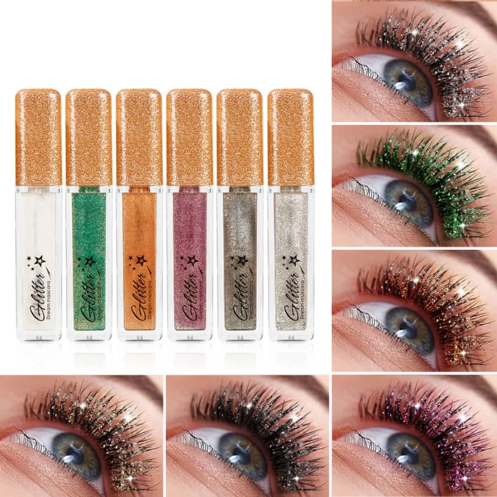 Glitter มาสคาร่า Quick DRY Long Lasting กันน้ํา Curling หนาเงาขนตา Fashional เซ็กซี่มาสคาร่าแห้งเร็วสําหรับแต่งหน้า