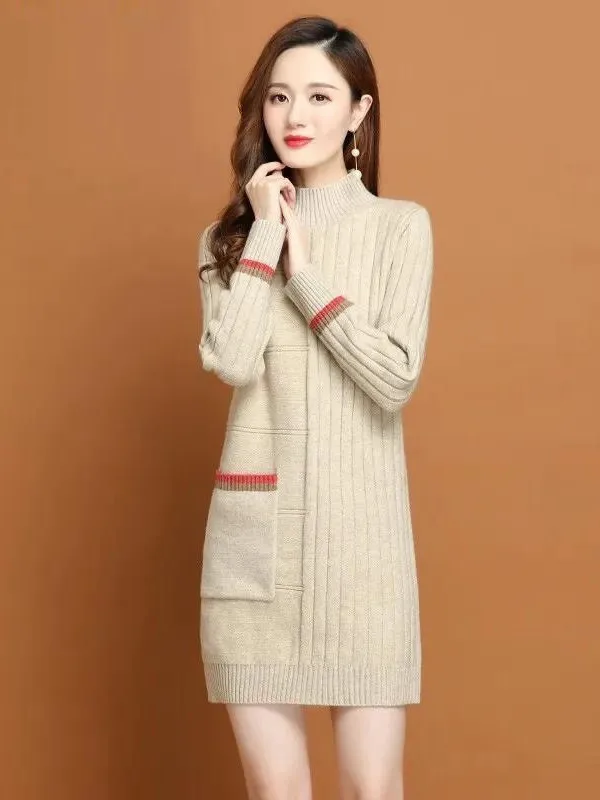 

Loose Fit Mid-Length Overhead Sweater Women's Autumn New Sle Matching Coat Slimming Versatile f High Collar Base Layer K...