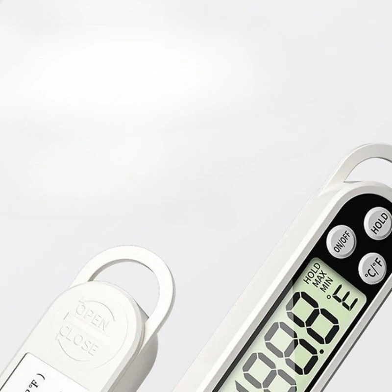 1Pc Food Thermometer, Kitchen Accessory, Dormitory Essential, Instant-Read Meat Thermometer, Accurately Measures Oil and Water Temperature, Essential Kitchen Accessory (Button Batteries Not Included, Please Purchase Lr44 Button Batteries for Installation and Use)