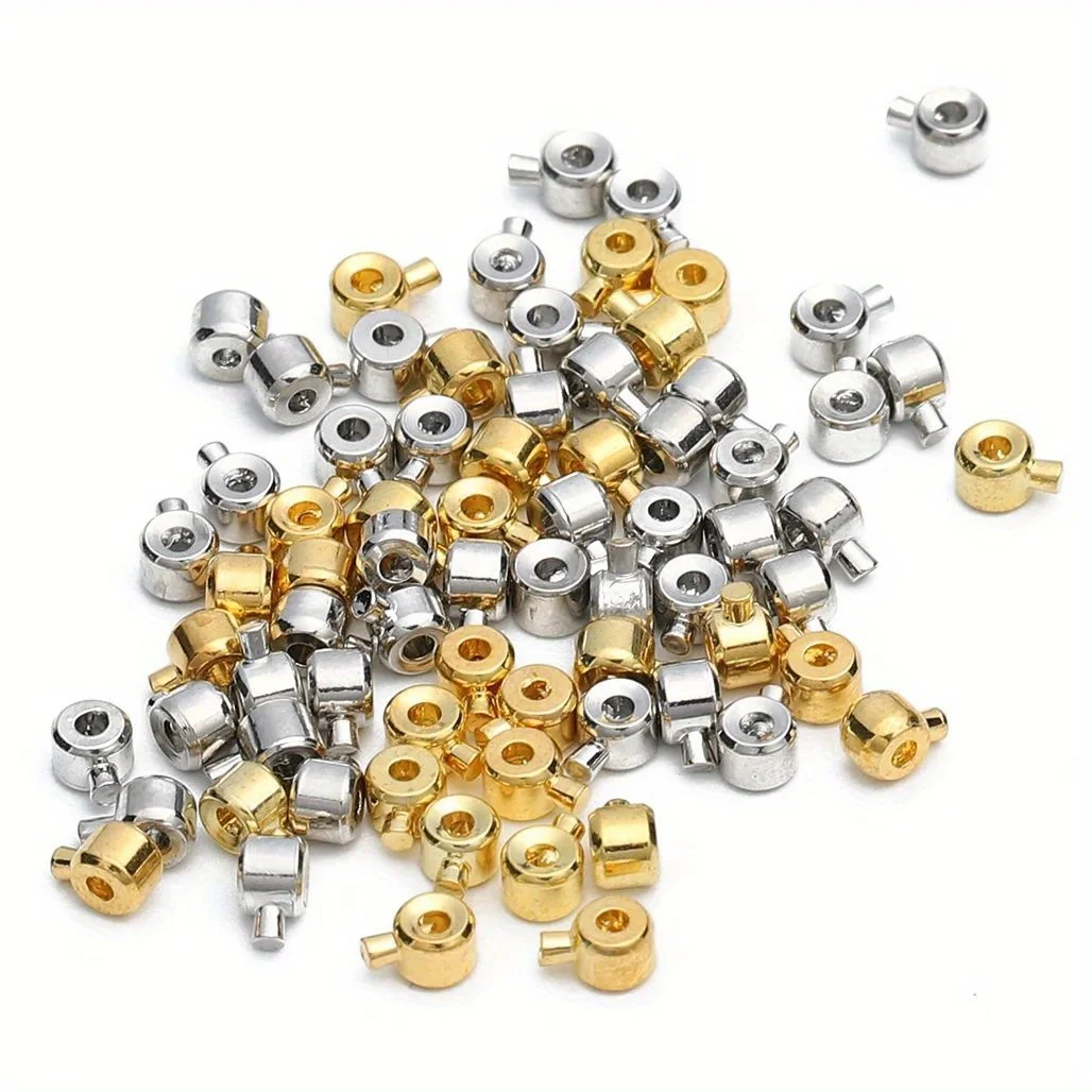 10Pcs 4x2mm Copper Positioning Stopper Spacers Crimp End Septum Beads for Jewelry Making DIY Necklace Bracelet Connector