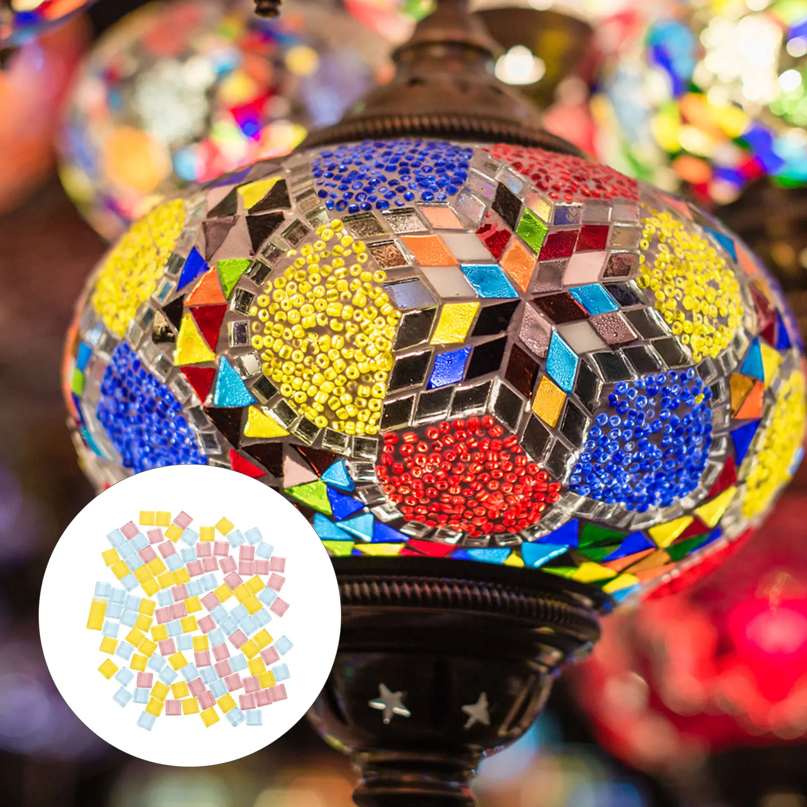 

300Pcs Glass Tiles DIY Materials Assorted Colors Safe for Crafts Making Art Supplies Tiles for Crafts Stones DIY Tile