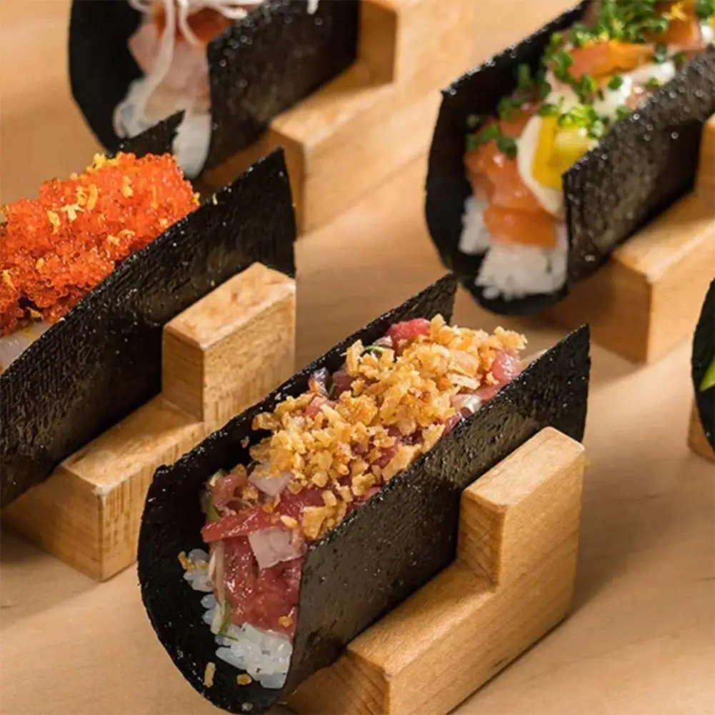 Japanese Sushi Rack shop tool Wooden Taco Snack Food Holder Wood Plate Cuisine Stand Sashimi Sushi Boat Restaurant Hotel Home
