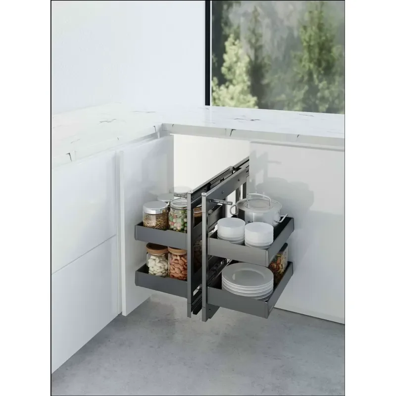 Heavy Duty Corner Cabinet Pull Out Basket Modern Sliding Storage Rack For Kitchen Organization Space Saving Wire Drawer