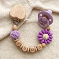 Attache-tétine personnalisée en silicone, support de dentition sans BPA, chaîne de sucette faite à la main avec nom personnalisé pour nouveau-né, cadeau de naissance 4