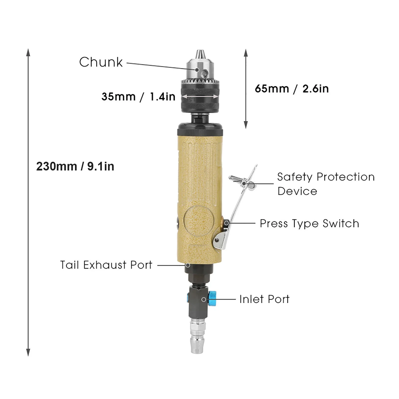 3/8 High Speed Straight Air Power Drill Pneumatic Drilling Tool 22000rpm Pneumatic Drill Straight Pneumatic Drill Air Drill Tool