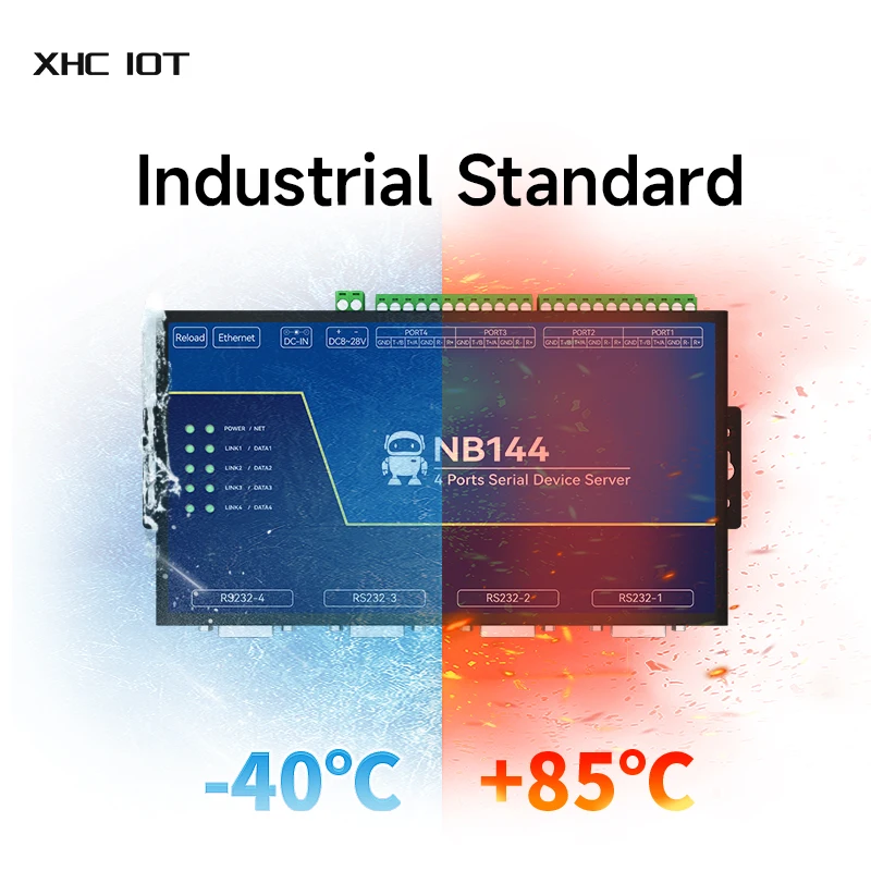 Imagem -06 - Servidor Serial Gateway Modbus Isolado de Canais Comando Integrado Xhciot Nb144 Tcp Udp Mqtt Comando at Rs232 Rs422 Rj45