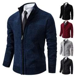 Autumn and winter new cardigan sweater men's stand-up collar sweater chenille sweater coat men's wear