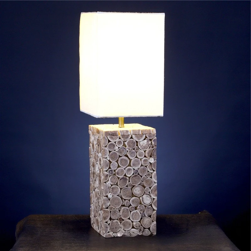Professional handmade log craft floor lamp pastoral warm homestay hotel decorative lamps