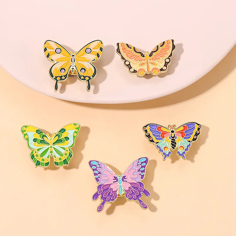 Classic Pattern Butterfly Enamel Pins Custom Colorful Insect Brooches Lapel Badges Seek Nature Jewelry Gift for Kids Friends