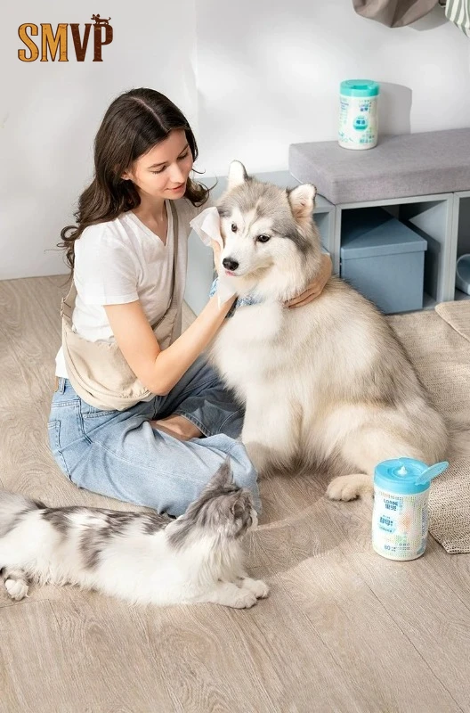 All-in-One Pet Cleaning Wipes Multi Purpose Cloth For Tableware Paws Tear Stains And Daily Grooming No Rinse Required