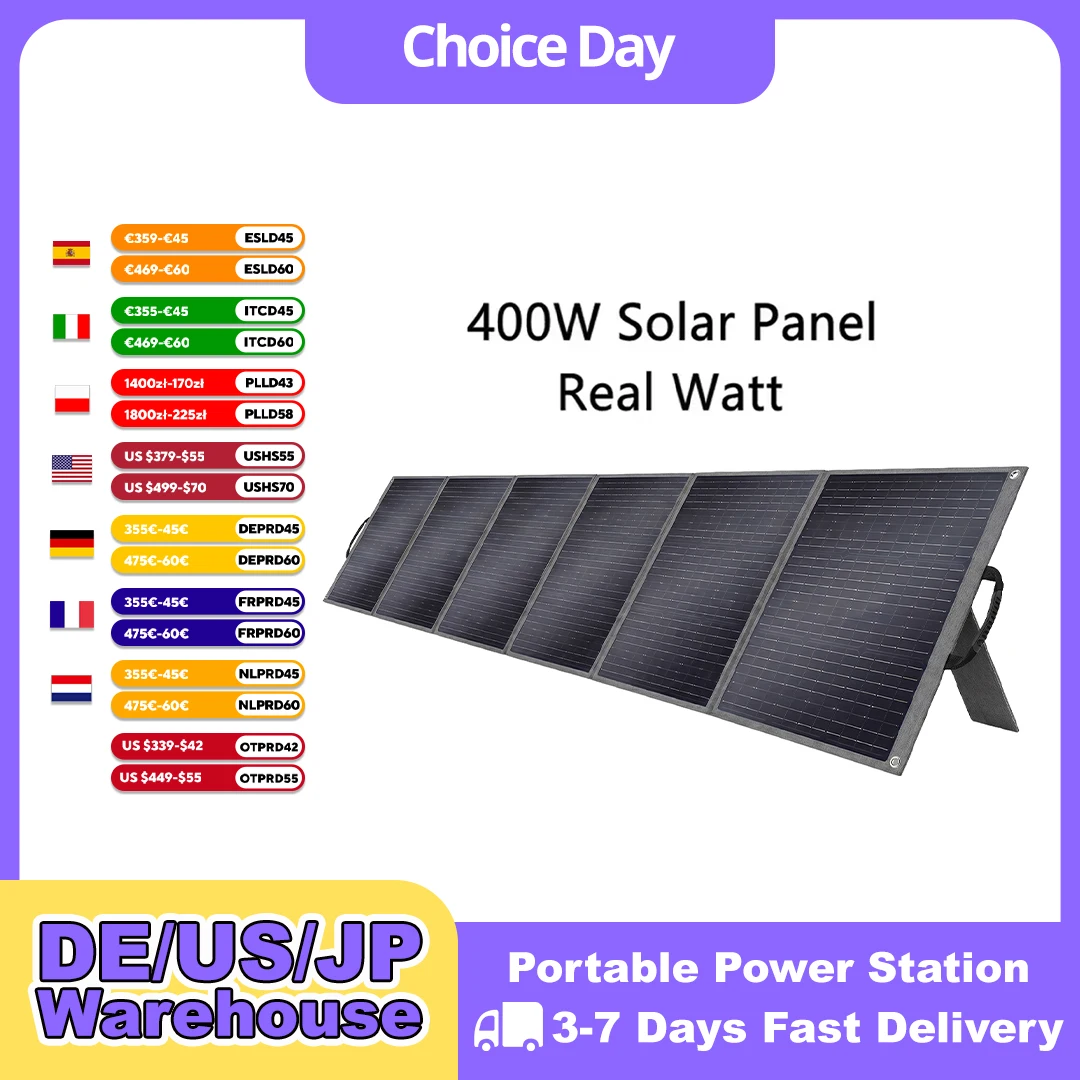 SOLARPLAY 400W Foldable Solar Panel High-Efficiency Solar Module Solar Charger with Solar Output for RV Off-Grid Boat Home Camp