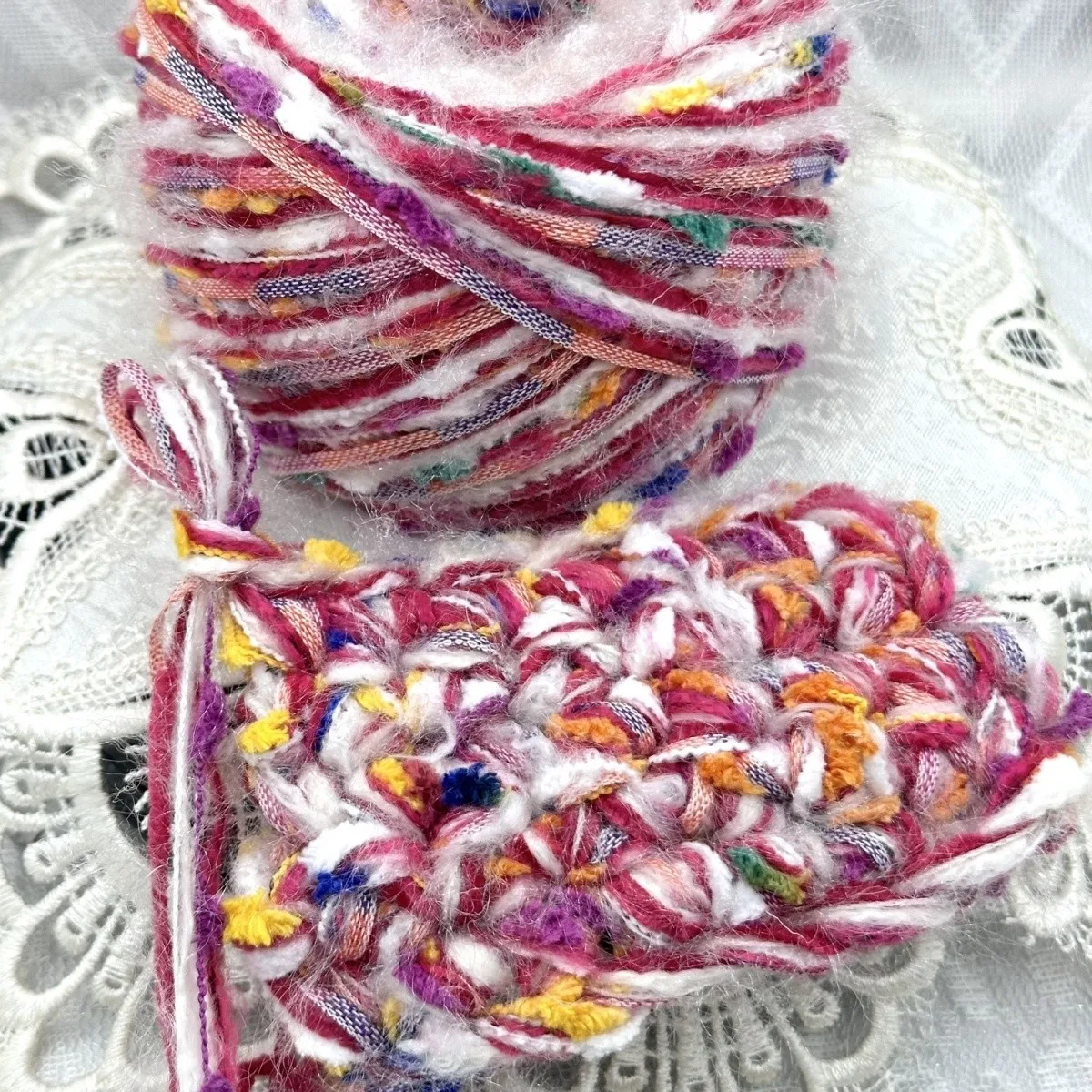 100g Handmade Yarn Mixed Thread Passionate Sweet Orange DIY Mixed Thread Hand Account Rope Bag Scarf Hat Hair Clip Thread