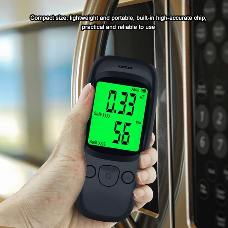 1 PCS Electromagnetic Radiation Detector Emf Meter Handheld Counter Emission Dosimeter Black