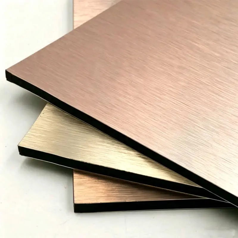 Fireproof A2 B1 ACP ACM Aluminum Composite Sandwich Exterior Facade Wall Panels 4mm 3mm 125x320 Brushed