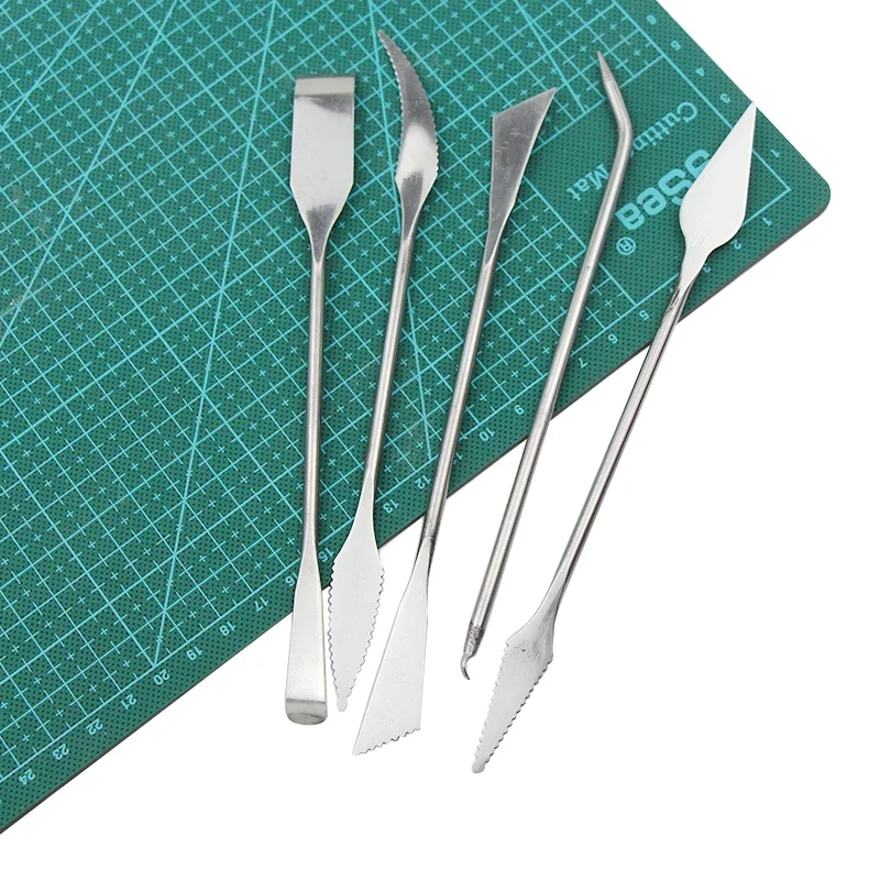 Stainless Steel Pottery Clay Carving Knives Ceramic Sculpting Tool Polymer Clay Sculpture Modeling Tools 5Pcs