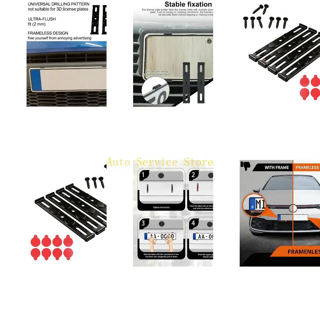 462A Premium ABS Front And Rear License Plate Frame Holder Bracket Enhances Vehicle Appearance No Drill Required For Car