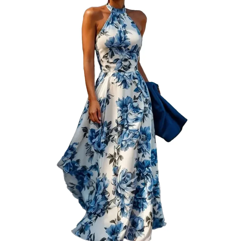 Elegant Floral Print Long Maxi Dress for Women Spring Summer Flowy Boho Dresses Casual Party Evening Gowns view 5