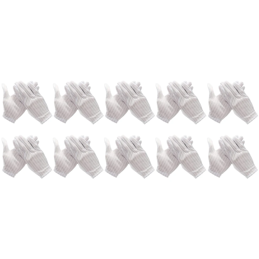 

10 Pairs Anti Static Gloves for Electronics Conductive Fiber Work Striped Dust Free Safety Labor Protective Double